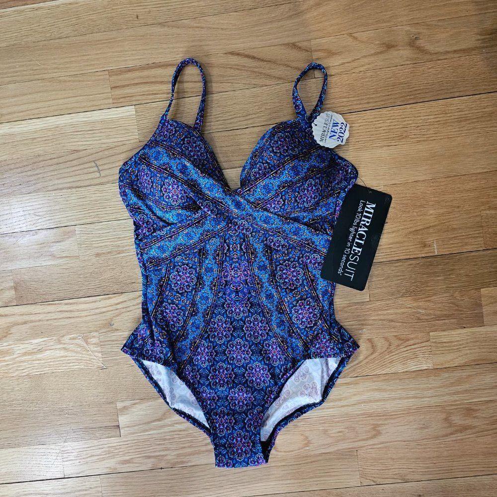 Miraclesuit Womens Danube Bleu Captivate Underwire One-Piece Swimsuit Size 8 - Picture 5 of 13
